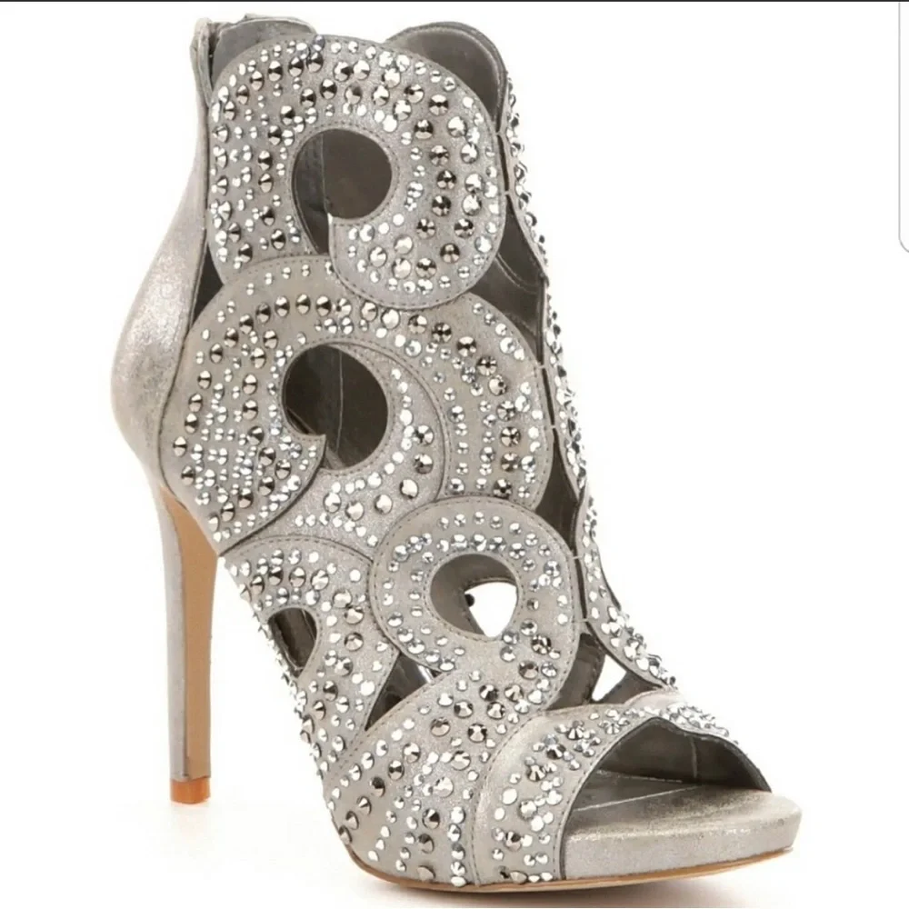 Gianni Bini rhinestone peep toe booties - Picture 1 of 5